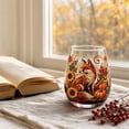 thumbnail image 4 of Fall Embroidery Print Stemless Wine Glass, Pumpkin and Fox Harvest Drinking Cup, Thanksgiving Tabletop Decor and Party Drinkware, 1 Pc, 4 of 7