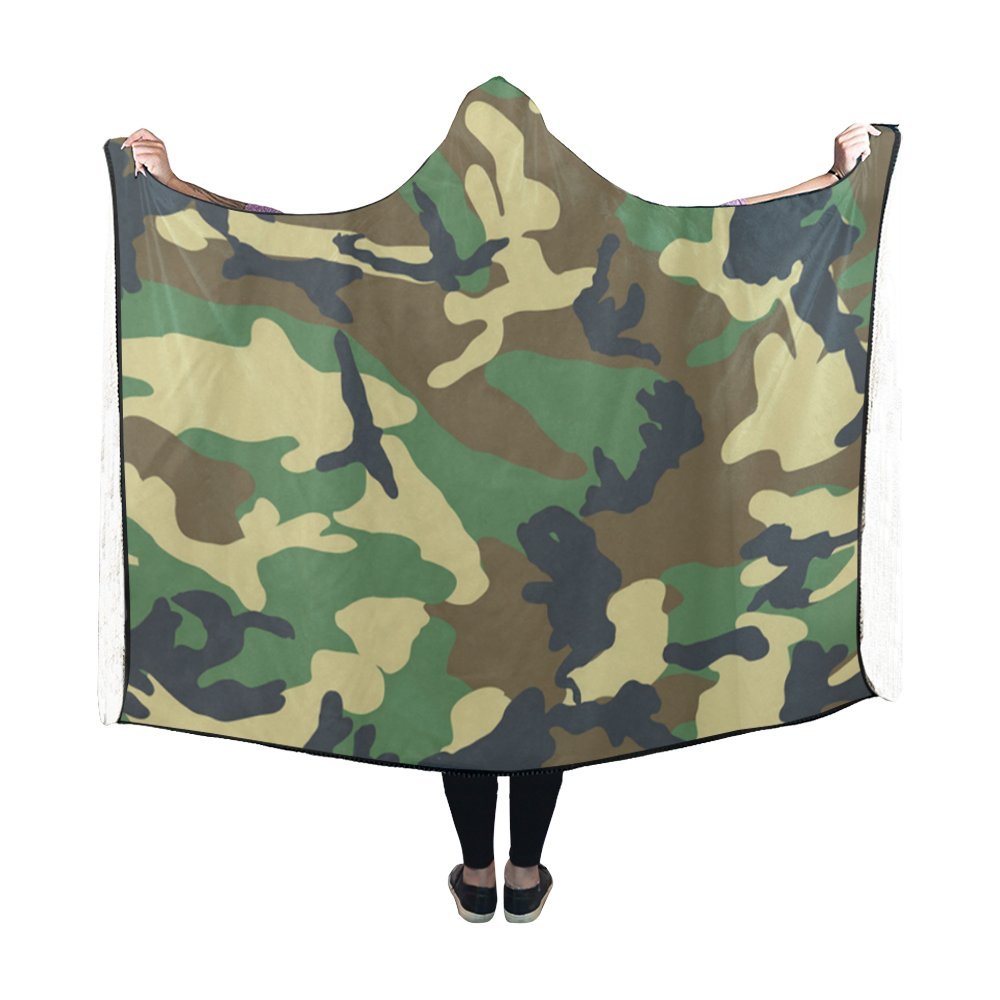 ASHLEIGH Hooded Blanket Camouflage Wearable Blanket 50x60 Inch