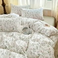thumbnail image 4 of Nayoroom 3 Pieces French Garden Durable Farmhouse Pink Flowers White 100% Cotton Queen Duvet Cover Set Aesthetic Garden Style Soft Floral Bedding Set, 4 of 8