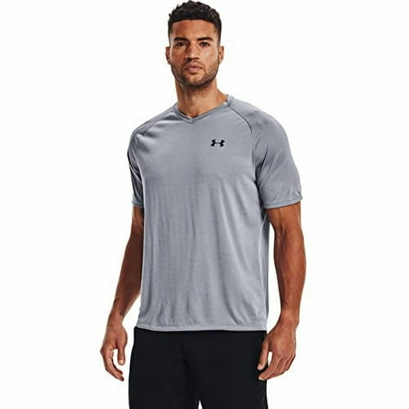 Under Armour Men's UA Tech 2.0 V-Neck T-Shirt, Steel/Black - XL