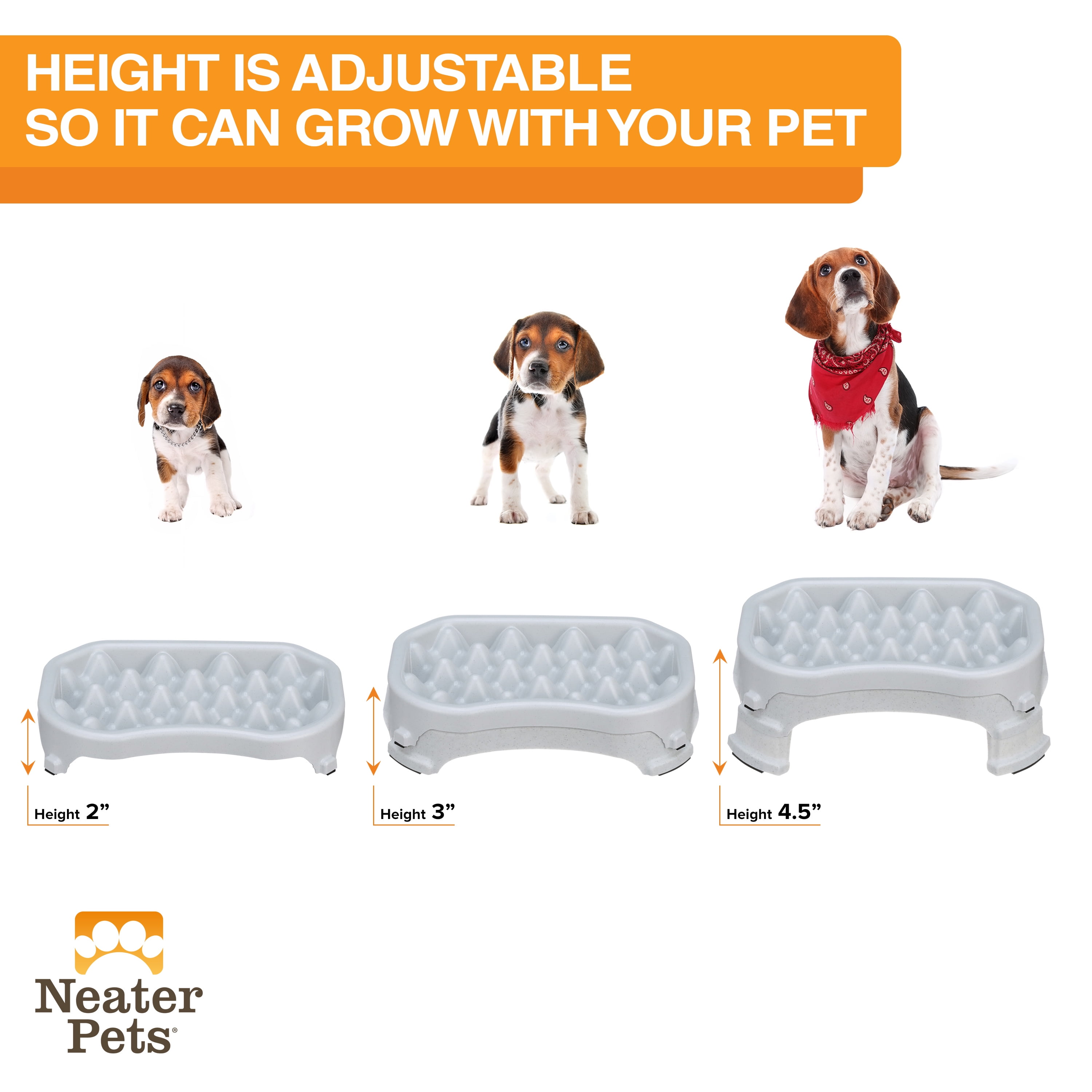 Neater Pet Brands Raised Neater Slow Feeder - Elevated & Adjustable Feeding Height - Improves Digestion, Stops Obesity, and Slows Down Eating, 2.5 Cups, Vanilla Bean