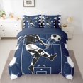 thumbnail image 2 of Homewish Boys Girls Sport Soccer 7-Piece Bedding Comforter Set,Geometric Honeycomb King Bedding Sets,Black Blue Ultra Soft Bed Sheets,Super Cozy Room Decor,Reversible, 2 of 8