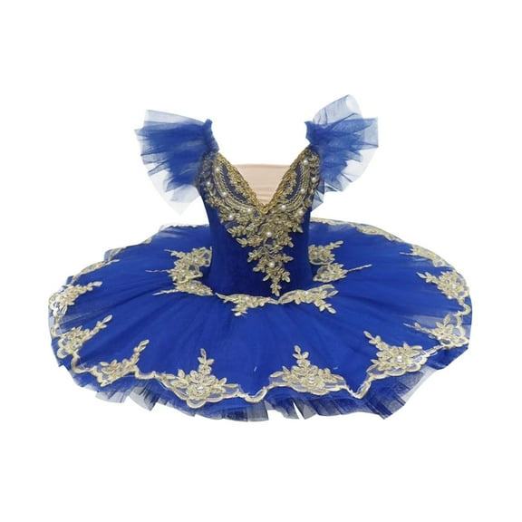 AUNVITO Girls 1-14 Years Dance Practice Soft Tulle Princess Dress with Woven Ribbon Trim Fluffy Mesh Skirt Sleeveless V-Neck Layered Tutu