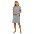 thumbnail image 4 of WBQ Womens Nightgowns Short Sleeve Nightshirt Round Neck Sleep Shirt Comfy Nightdress, 4 of 8