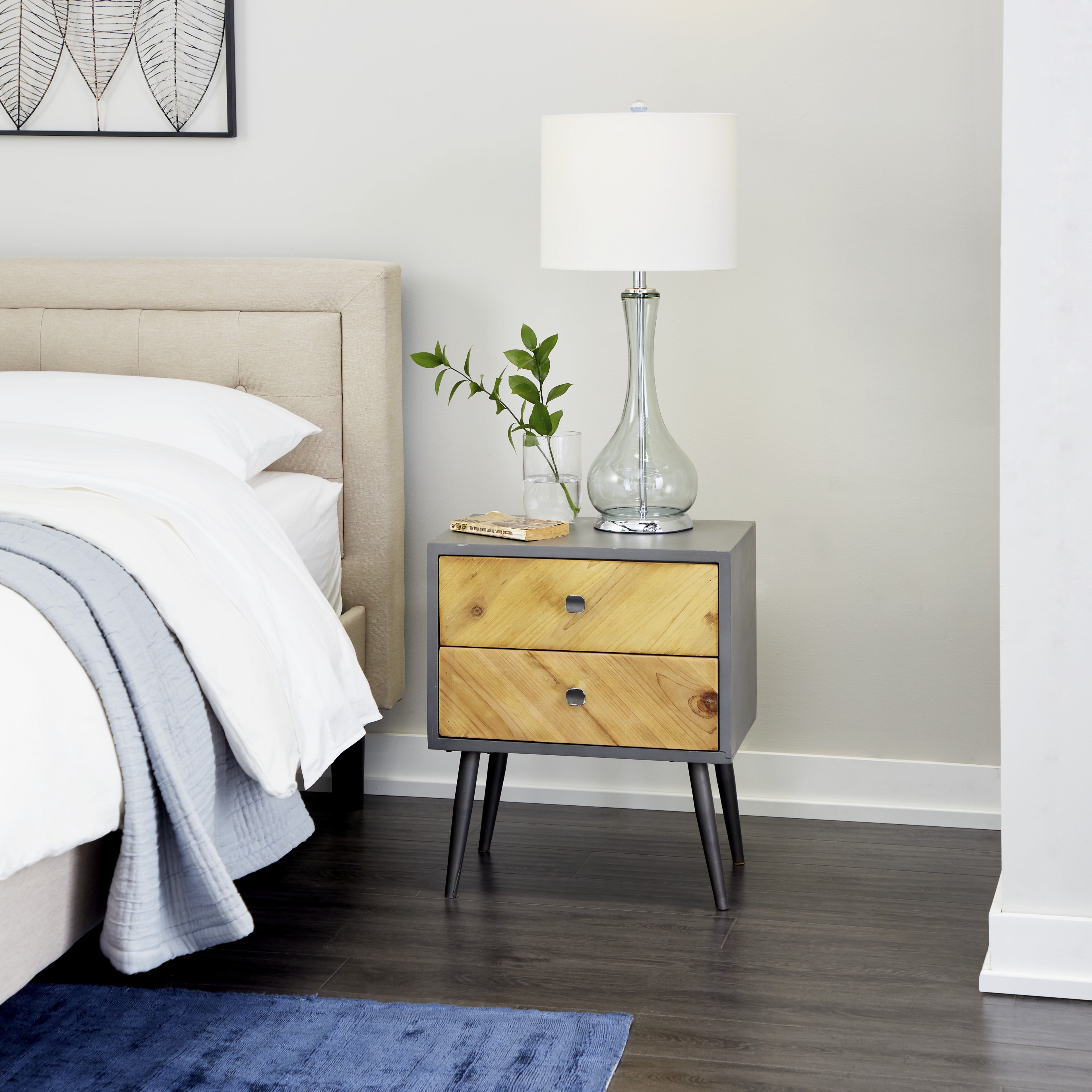 DecMode Rectangular Gray and Brown Wooden Storage with