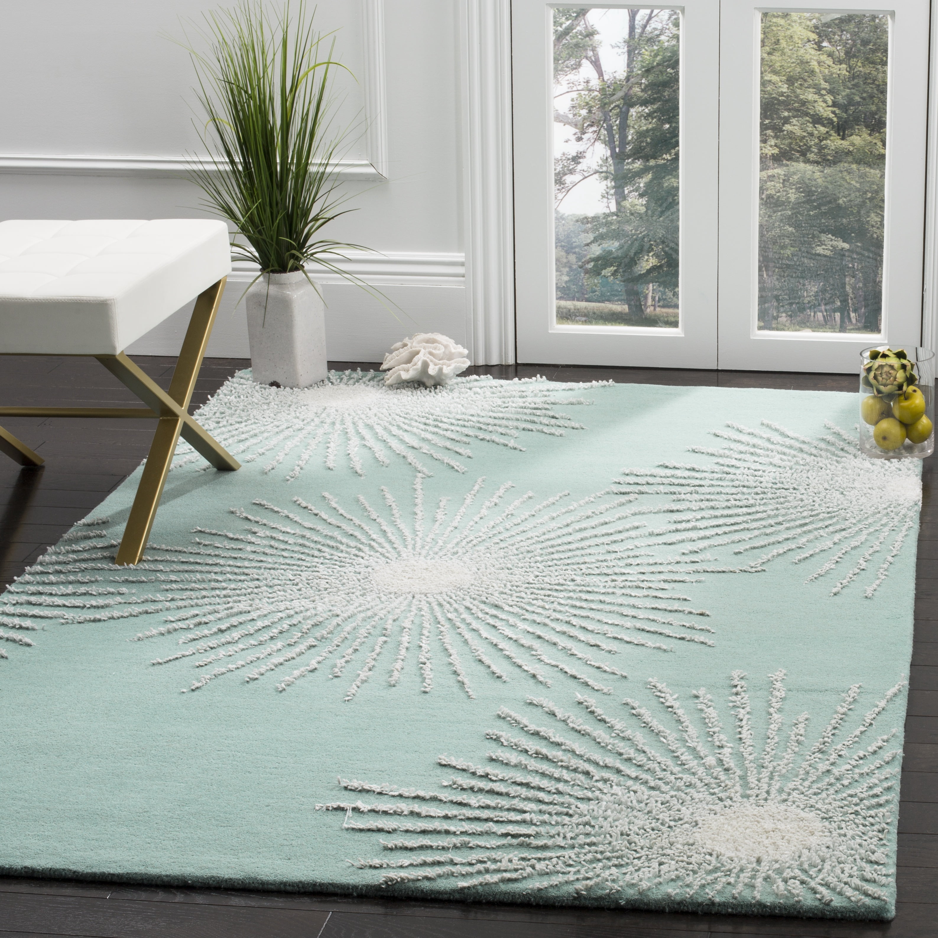 SAFAVIEH Soho Fiesta Geometric Area Rug, Light Teal/Multi, 3'6" x 5'6"