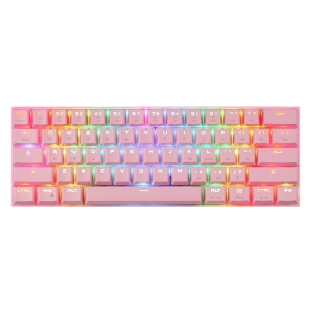 Teclado mecánico Baoblaze CK62 61 Teclas Retroiluminación RGB 60% Eje rojo rosa