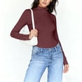 thumbnail image 4 of Dyfzdhu Long Sleeve Shirts For Women Solid Color High Neck Regular Long Sleeve Crewneck T Shirt Womens Blouses, 4 of 7