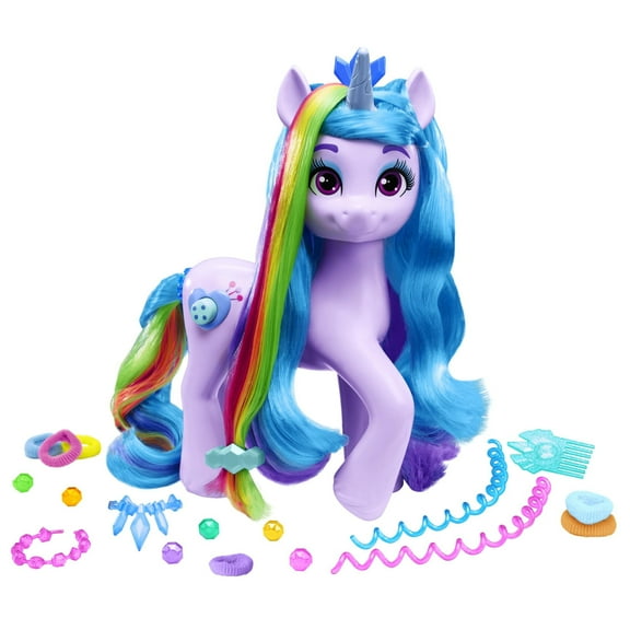 My Little Pony: Tell Your Tale Rainbow Styles Izzy Moonbow, Hair Styling Figure with Sounds, 9.5-inch Unicorn Toys for Girls and Boys Ages 4 