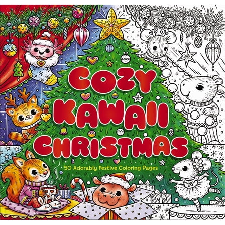Cozy Kawaii Christmas: 50 Adorably Festive Coloring Pages, (Paperback)
