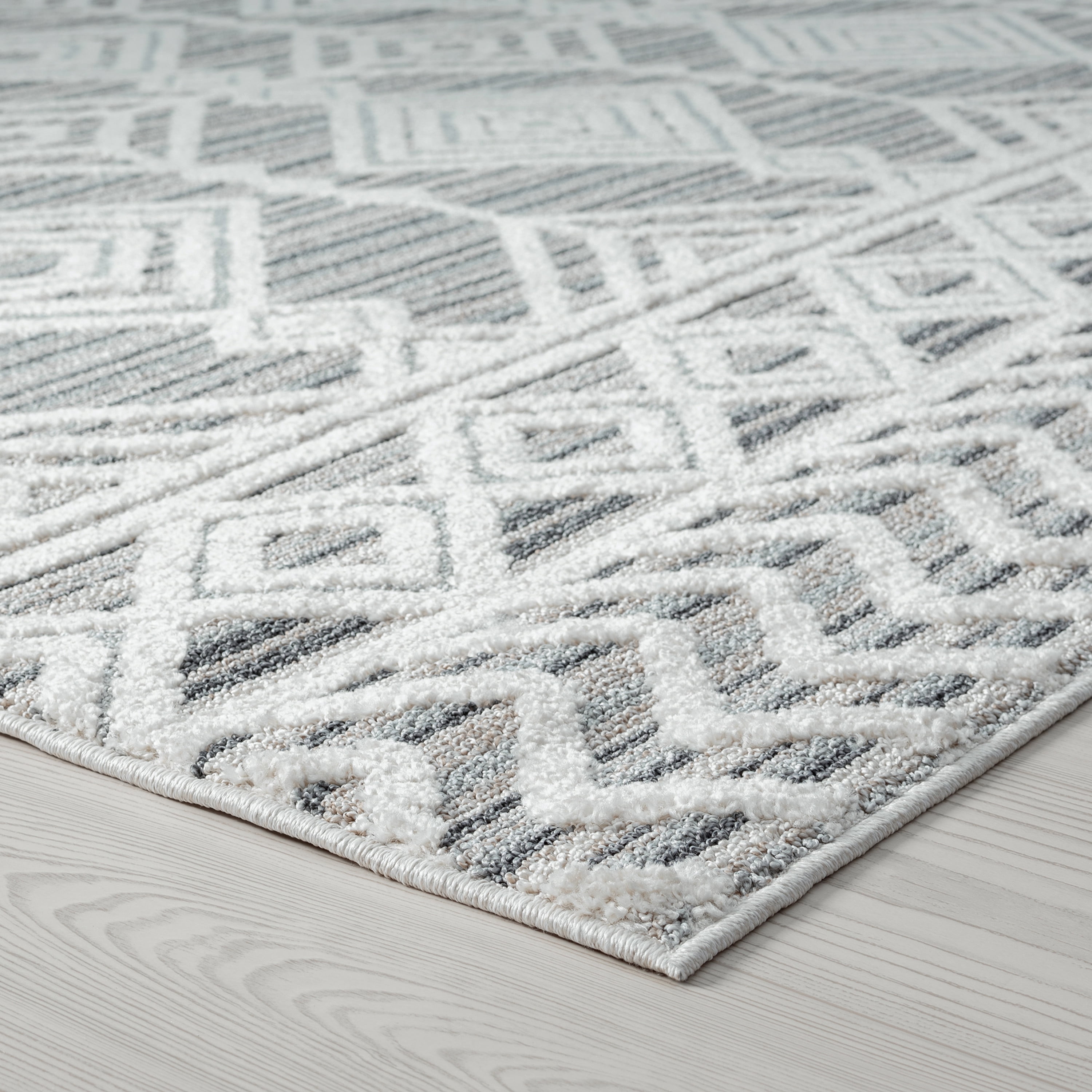Bliss Rugs Moroccan Contemporary Geometric Area Rug, Indoor Rugs for Living Room, Dining Room, Bedroom | Gray, 5' x 8' (5'3''x7'3'')