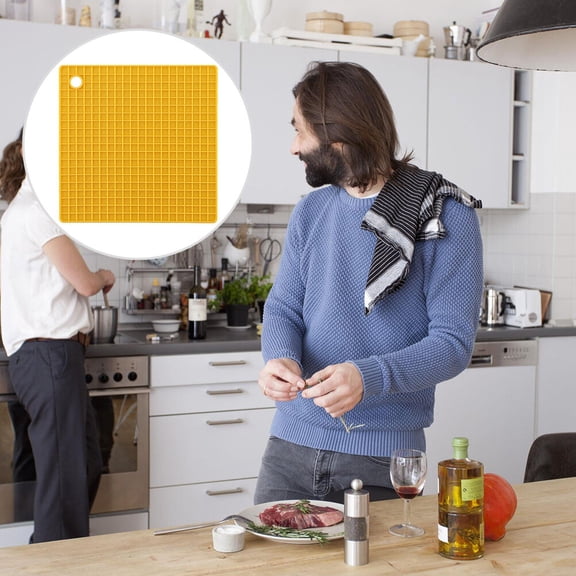 GOOHOCHY 1Pc Silicone Square Pot Holder Mat Non-Slip Thickened Heat Insulation Table Mat