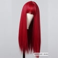 thumbnail image 5 of Red Long Straight Synthetic Wigs for Women Colorful Cosplay Party Fake Hair with Bangs, 5 of 5