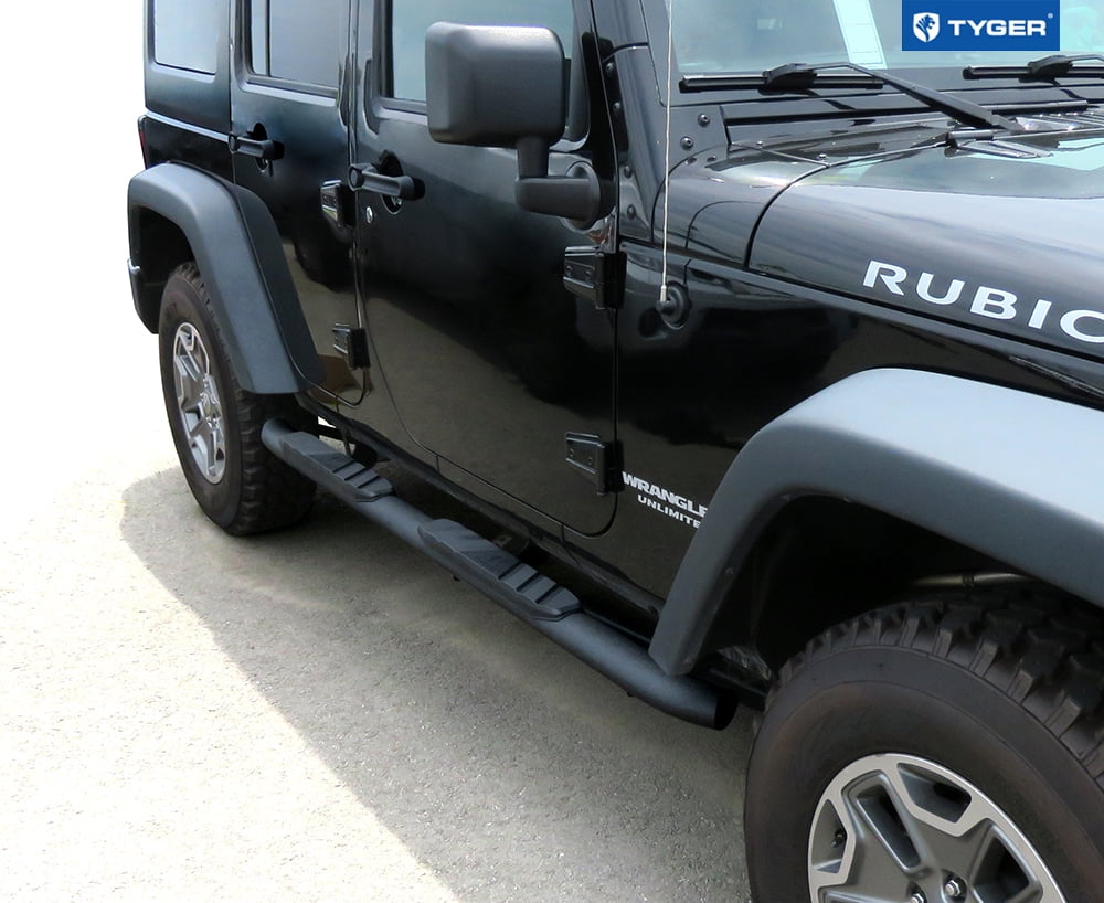 Tyger Auto 3.5" Rider Running Boards Compatible with 2007-2018 Jeep Wrangler JK 4-Door (Exclude JL) | TG-SS2J35238 | Side Step Rail Nerf Bars
