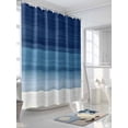thumbnail image 3 of Boanket Polyester Fabric Navy Blue Striped Shower Curtain, Modern Abstract Art Farmhouse Stripe Waterproof Bathtub Curtain Bathroom Decor Set with Hooks 72 x 84 Inches,, 3 of 6