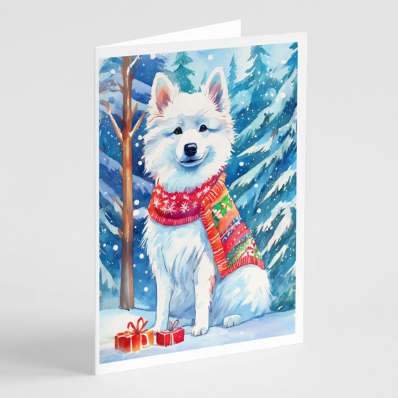 American Eskimo Christmas Greeting Cards Pack of 8 7 in x 5 in
