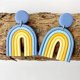 thumbnail image 2 of Preciosos aretes colgantes de arco iris de arcilla, aretes de aro redondos con forma de abanico en U de resina rosa colorida para mujeres y niñas, estilo Vsco Y2k, dulce y lindo regalo de joyería, 2 of 4