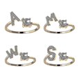 thumbnail image 1 of 26 Letter Ring Gold Metal Adjustable Open Ring, Initial Name Letter Ring-size:f, 1 of 3