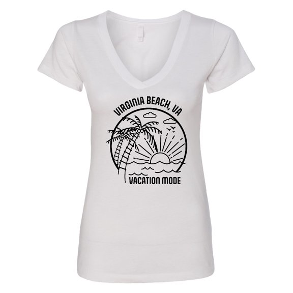 Inktastic Summer Vacation Mode Virginia Beach Virginia Women's V-Neck T-Shirt