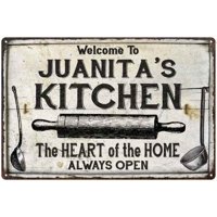 JUANITA'S Kitchen Farmhouse Sign Gift Personalized 12x18 Metal 112180033138