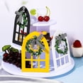 thumbnail image 1 of 3 Pieces Wooden Window Tiered Tray Decor Cathedral Arch Window Sign Mini Farmhouse Window Frame Decoration Summer Rustic Wooden Sign Decoration with Bow Wreath for Home Kitchen Shelf Display, 1 of 7