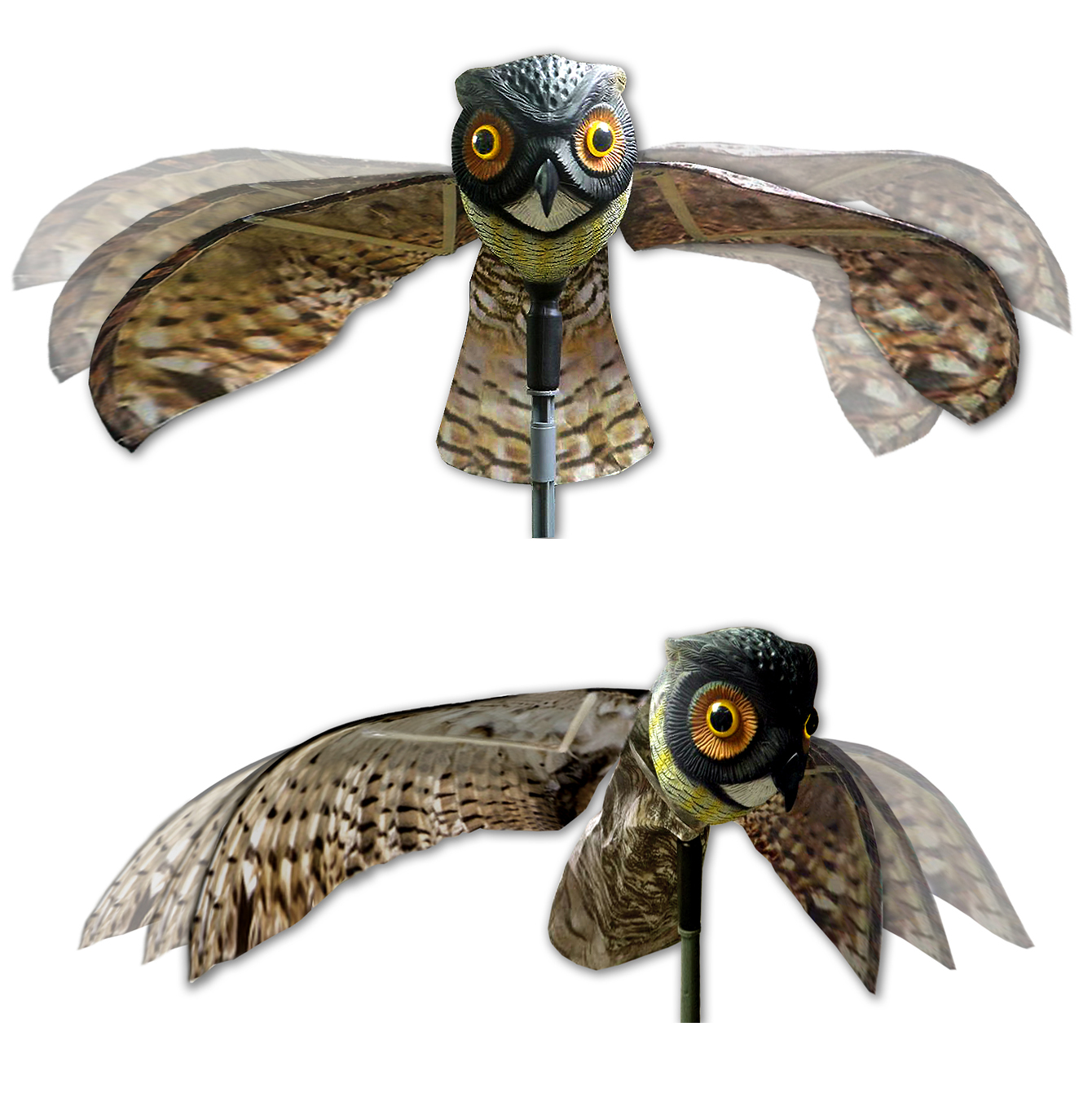 Bird-X Prowler Owl Realistic Owl Decoy Scarecrow Flapping Wings Repel Pigeons Seagulls Bird Pest Control Natural Brown - image 5 of 5