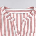 thumbnail image 4 of YHAJDS Polo Shirts for Women Fashion Short Sleeve V Neck Cotton Linen Like Stripe Casual Button Pocket Open Front Shirt, 4 of 5