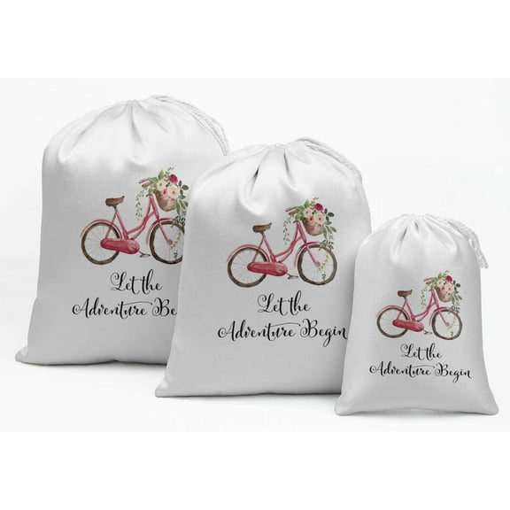 Darling Souvenir White Let The Adventure Begin Bridal Shower Custom Party Supplies Favor Bags Jewelry Pouches 15 Pieces