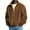 Khaki, variant on Men Full Zip Fleece Jacket Cable Knit Pattern Plush Sherpa Outerwear Stand Collar Long Sleeve Casual Fit Black 2XL