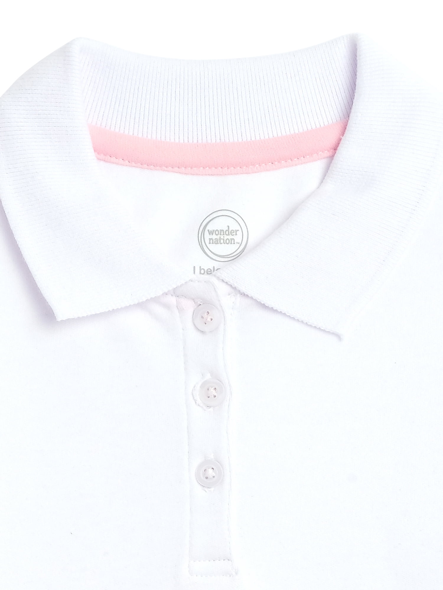 Wonder Nation Girls Long Sleeve Polo Shirt, Sizes XS-XXL