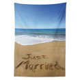 thumbnail image 3 of Ambesonne Beach Tablecloth Rectangular Table Cover, Just Married on Sand, 60"x90", Blue Brown White, 3 of 4