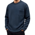 thumbnail image 2 of Mens T-shirts Long Sleeve Plus Size Relaxed Waffle Top Spring Casual Crewneck Thermal Everyday Wear Tees BU2 XXXXL, 2 of 4