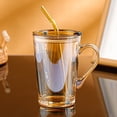 thumbnail image 4 of Tasse d'Eau en Verre avec Poignée, Capacité de 450 ml, Verre Épaissi Sans Plomb, Comprend Couvercle et Paille en Verre Réutilisable, Résistante à la Chaleur pour Boissons Chaudes et Froides, Brun/gris/transparent, 4 of 7