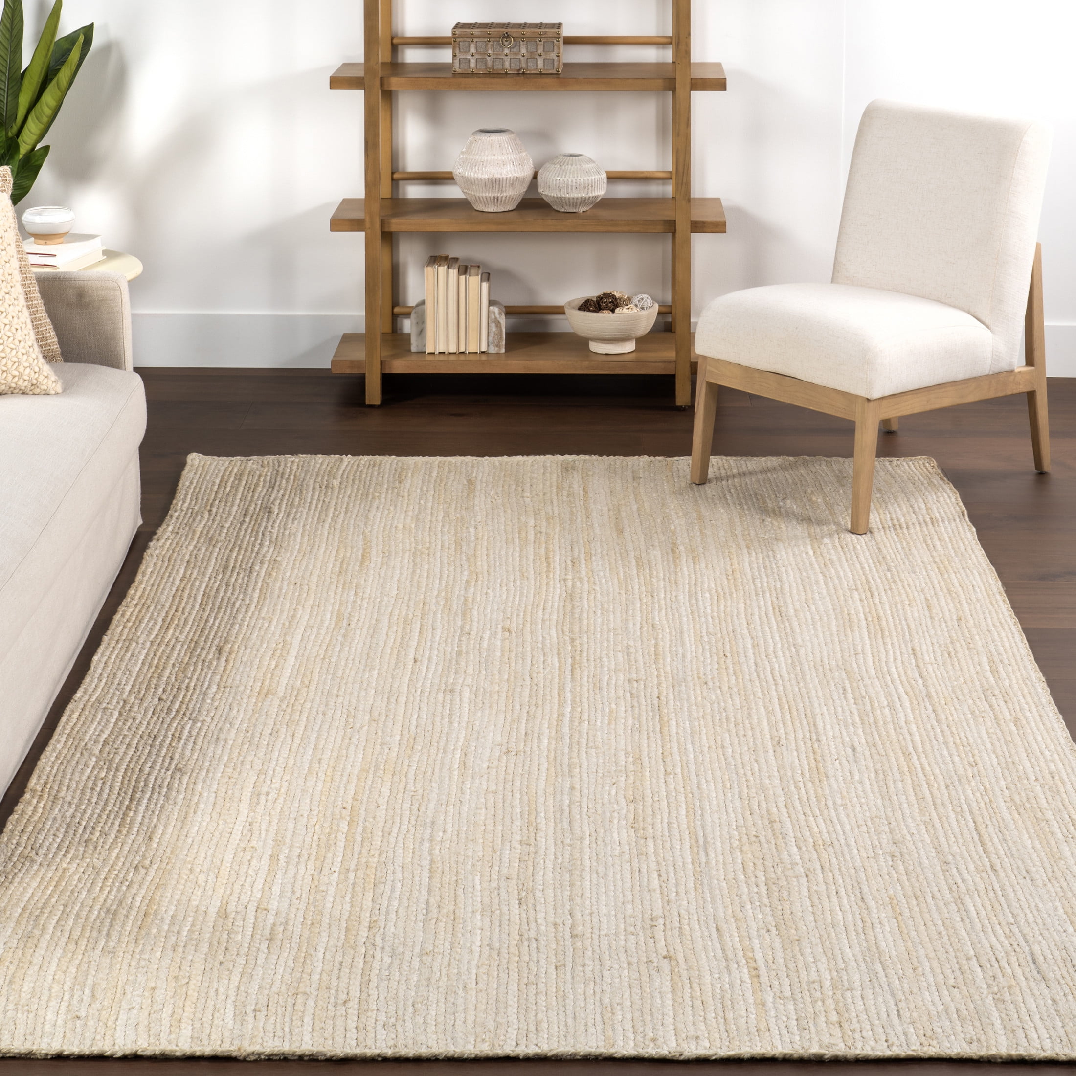 nuLOOM Rigo Hand Woven Farmhouse Jute Area Rug, Oval 5' x 8', Off-white