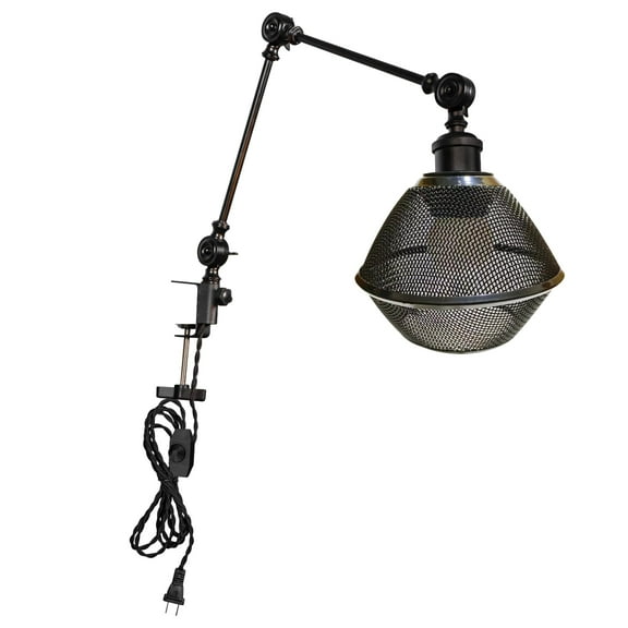 Kiven Dimmable Clip-on Desk Lamp, 1-Light Black Hollow-Carved Design Nightstand Lamp with Flexible Arm, 8.2FT Plug in Cord, Decorative Clamp Lamp for Office Home Bookshelf Bedside E26 Sokcet DZ0300