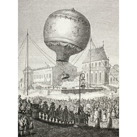 - A Hot Air Balloon Ascends In Paris France In The 18Th Century From Xviii Siecle Institutions Usages Et Costumes Published Paris 1875 Canvas Art - Ken Welsh Design Pics (24 x 34)