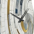 thumbnail image 3 of Designart "Mosaic in Grey and Yellow II" Abstract Shapes Oversized Wall Clock, 3 of 5
