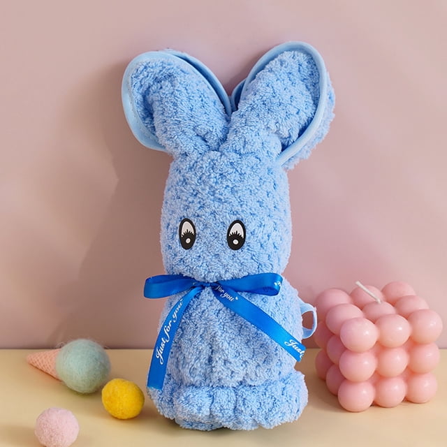 Birdeem Cartoon Bunny Hand Towel,Soft Absorbent Cotton Towel with Foldable Rabbit Design,Ideal for Bathroom Decor,Kitchen Use,and Gift Giving