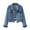 Blue, variant on Women's Basic Button Down Stretch Fitted Long Sleeves Denim Jean Jacket Black XXXL(XXXL)