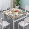 thumbnail image 3 of Brown Ethnic Floral and Mandala Pattern Square Fitted Tablecloth with Elastic Edge,Square Table Cover,Washable Elastic Table Cover for Home Kitchen Party Decor 34"x34", 3 of 6
