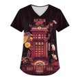 thumbnail image 1 of Hazbin Hotel Más Tamaño Impreso Scrub Uniforme de Trabajo Tops Para las mujeres V-Cuello de Navidad Imprimir Manga Corta Diversión Camisetas Ropa de Trabajo Tee Con Bolsillos Rojo/L, 1 of 3