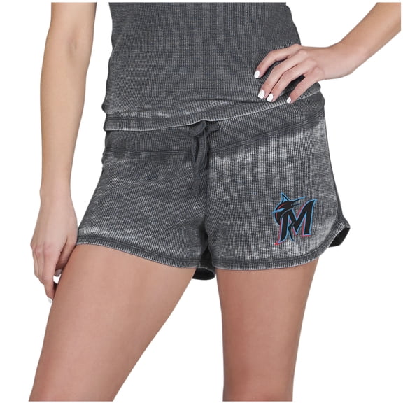 Women's Concepts Sport  Charcoal Miami Marlins Resurgence Waffle Knit Shorts