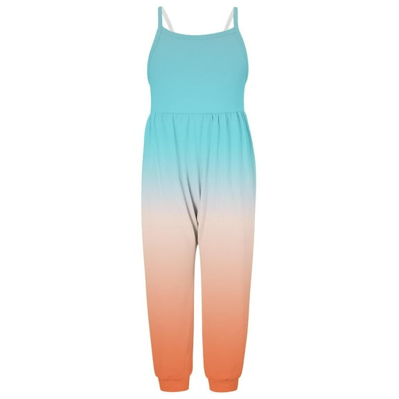 JWZUY ( 1-6 Years ) Toddler Girls Kids Gradient Jumpsuit Playsuit Strap Romper Summer Outfits Clothes Blue 3-4 Years
