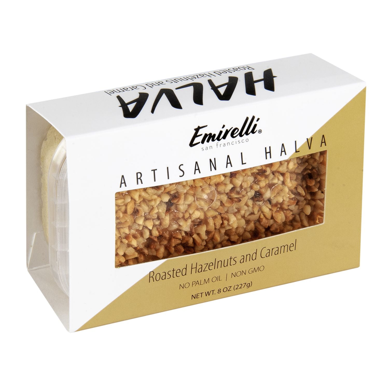 Emirelli Artisanal Halva Dessert, Roasted Hazelnuts Caramel Flavor