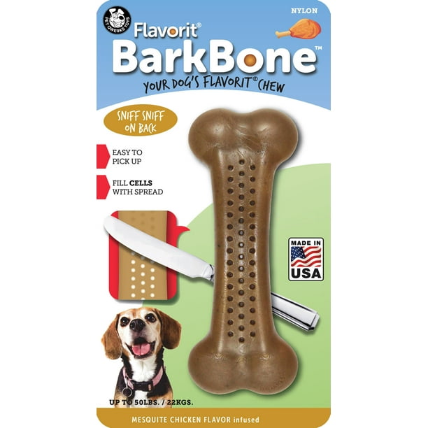 Pet Qwerks Flavorit BarkBone Nylon Bone Dog Chew Toy, Mesquite Chicken