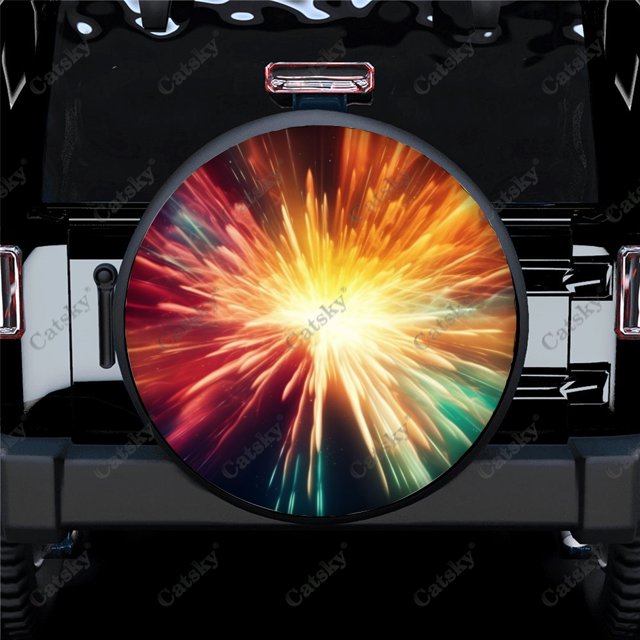 Motif Étoilé Radiant Polyester Universel Housse de Roue de Rechange pour Remorque RV SUV Camion Véhicule Récréatif