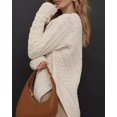 thumbnail image 5 of Czanzd Women's Cable Knit Asymmetrical Hem Sweater Crewneck Pullover Top-Apricot,XL, 5 of 7
