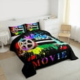 thumbnail image 3 of Manfei Movie Theater Theme King Size Comforter Sets,Cinema Clapperboard Bedding Comforter Set,Watercolor Splash Ink Bedding Set For Girl,Microfiber Bedroom Decor Reversible,3-Piece, 3 of 8