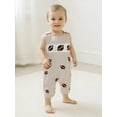 thumbnail image 6 of BemeyourBBs Baby Boy Football Embroidered Overalls Plaid Sleeveless Jumpsuit, 6 of 9