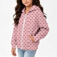 thumbnail image 7 of Maqroz Girls Polka Dots Jackets Cute Print Hoodie Jacket Long Sleeve Zip Up Casual Fall Winter Trendy Outerwear with Pockets Pink,10-11 Years, 7 of 7